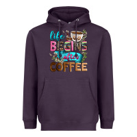 Plum life begins after coffee Heavyweight Hoodie - Zillion Design Studio