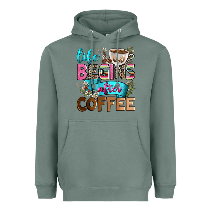 Life Begins After Coffee Heavyweight Hoodie by Zillion Design Studio | Teevron
