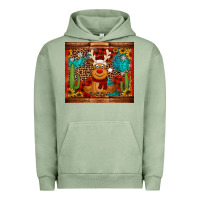 Pigment Oil Green western christmas reindeer Urban Hoodie - Jasminsmagicworld