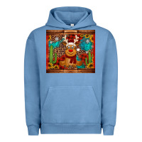 Pigment Pebble Blue western christmas reindeer Urban Hoodie - Jasminsmagicworld