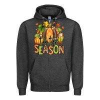 Charcoal Heather Tis' the season Fall American Football Zipper Hoodie - RanaPortraitStore