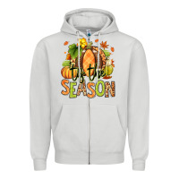 Dove Grey Tis' the season Fall American Football Zipper Hoodie - RanaPortraitStore