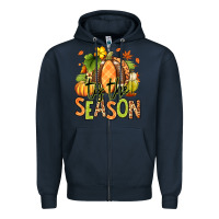 Navy Tis' the season Fall American Football Zipper Hoodie - RanaPortraitStore