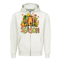 Oatmeal Heather Tis' the season Fall American Football Zipper Hoodie - RanaPortraitStore