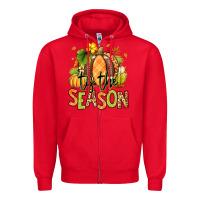 Red Tis' the season Fall American Football Zipper Hoodie - RanaPortraitStore