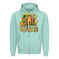 Seafoam Tis' the season Fall American Football Zipper Hoodie - RanaPortraitStore