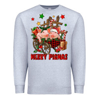 Heather Grey merry pig mas Premium Sweatshirt - FaDigitalArtStudio