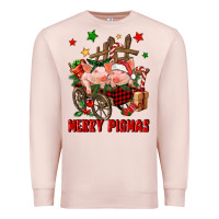 Pale Pink merry pig mas Premium Sweatshirt - FaDigitalArtStudio