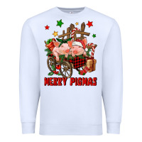 White merry pig mas Premium Sweatshirt - FaDigitalArtStudio