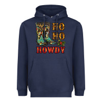 Navy christmas cowboy boots ho ho howdy Heavyweight Hoodie - RanaPortraitStore