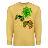 Antique Gold St. Patrick's Day with game control and clover Premium Sweatshirt - Neo Western