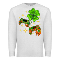 Oatmeal Heather St. Patrick's Day with game control and clover Premium Sweatshirt - Neo Western