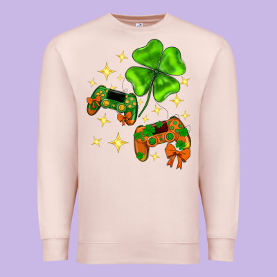 St. Patrick's Day With Game Control And Clover Premium Sweatshirt Designed By Neo Western