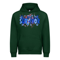 Forest Green I am a survivor Colon Cancer blue ribbon Urban Hoodie - NancyCooperArtShop
