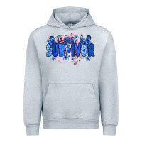 Heather Grey I am a survivor Colon Cancer blue ribbon Urban Hoodie - NancyCooperArtShop