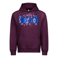 Mauve Wine I am a survivor Colon Cancer blue ribbon Urban Hoodie - NancyCooperArtShop