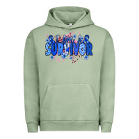 Pigment Oil Green I am a survivor Colon Cancer blue ribbon Urban Hoodie - NancyCooperArtShop