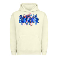Pigment Pistachio I am a survivor Colon Cancer blue ribbon Urban Hoodie - NancyCooperArtShop