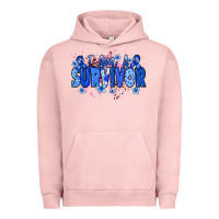 Pigment Salmon I am a survivor Colon Cancer blue ribbon Urban Hoodie - NancyCooperArtShop