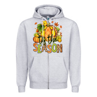 Heather Grey Tis' the season Fall Softball Zipper Hoodie - RanaPortraitStore