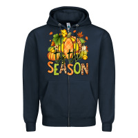 Navy Tis' the season Fall Softball Zipper Hoodie - RanaPortraitStore