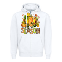 White Tis' the season Fall Softball Zipper Hoodie - RanaPortraitStore