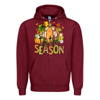 Burgundy Tis' the season Fall American Football Zipper Hoodie - RanaPortraitStore