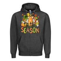 Charcoal Heather Tis' the season Fall American Football Zipper Hoodie - RanaPortraitStore