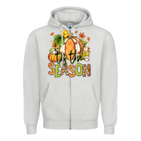 Dove Grey Tis' the season Fall American Football Zipper Hoodie - RanaPortraitStore