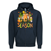 Navy Tis' the season Fall American Football Zipper Hoodie - RanaPortraitStore