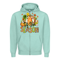 Seafoam Tis' the season Fall American Football Zipper Hoodie - RanaPortraitStore