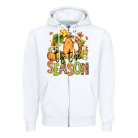 White Tis' the season Fall American Football Zipper Hoodie - RanaPortraitStore