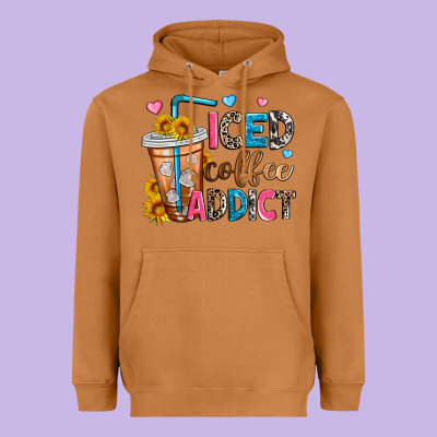 Iced Coffee Addict Heavyweight Hoodie Designed By Zillion Design Studio