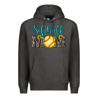Charcoal Heather western leopard  sunflowers glitter mom softball Premium Hoodie - Artiststas