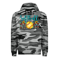 Slate Camo western leopard  sunflowers glitter mom softball Premium Hoodie - Artiststas