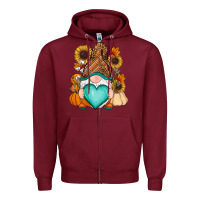 Burgundy Western Fall gnome Zipper Hoodie - RanaPortraitStore