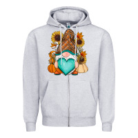 Heather Grey Western Fall gnome Zipper Hoodie - RanaPortraitStore