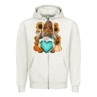 Oatmeal Heather Western Fall gnome Zipper Hoodie - RanaPortraitStore