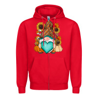 Red Western Fall gnome Zipper Hoodie - RanaPortraitStore