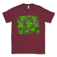 Burgundy st patricks day shamrock and leopard distressed ba Classic Tee - RanaPortraitStore