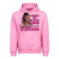 Fuchsia Pink I fought for my life and i won afro woman Urban Hoodie - NancyCooperArtShop