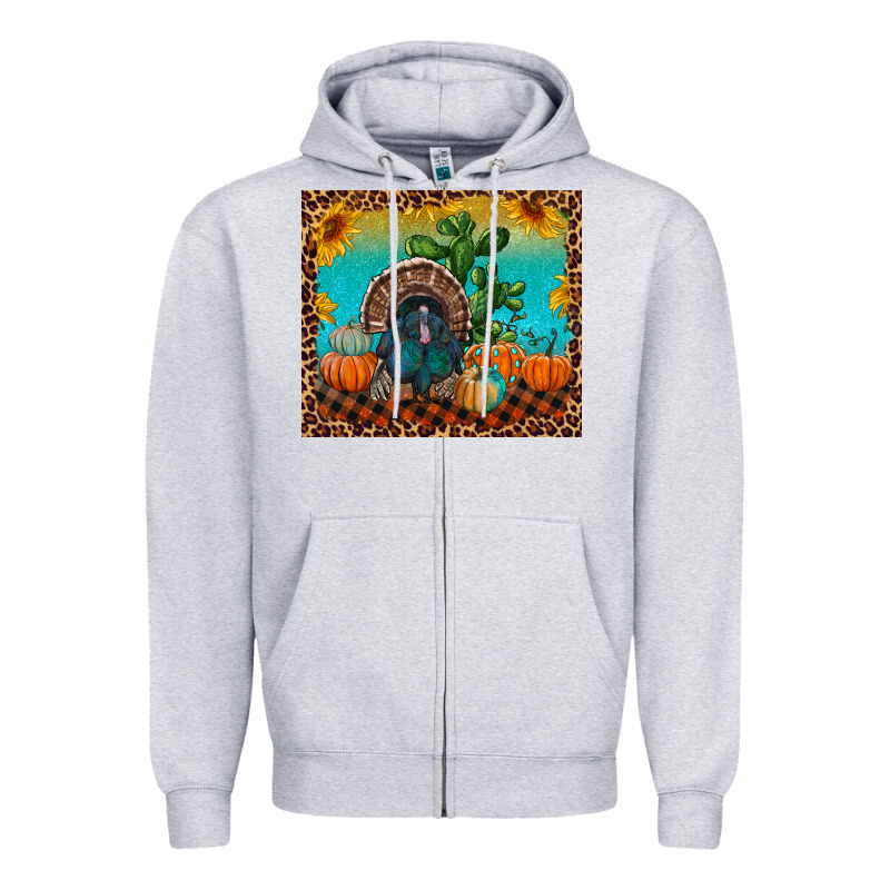 Western Fall Thanksgiving Turkey Zipper Hoodie by RanaPortraitStore | Teevron