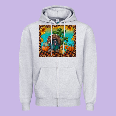 Zipper Hoodie Western Fall Thanksgiving Turkey