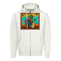 Oatmeal Heather Western Fall Thanksgiving Turkey Zipper Hoodie - RanaPortraitStore