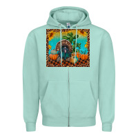 Seafoam Western Fall Thanksgiving Turkey Zipper Hoodie - RanaPortraitStore
