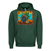 Sports Green Western Fall Thanksgiving Turkey Zipper Hoodie - RanaPortraitStore
