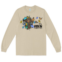 Mushroom he is risen matthew 28 6 cross with butterflies cowhide background Long Sleeve Tee - BarkalooDesign