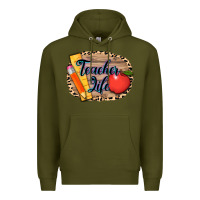 Army Green teacher life background 3200x2400 Premium Hoodie - AdoDesignShop