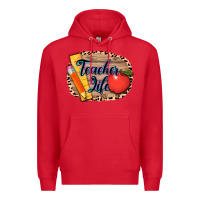 Red teacher life background 3200x2400 Premium Hoodie - AdoDesignShop