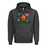 Charcoal Heather Drink Up Witches Halloween Zipper Hoodie - RanaPortraitStore